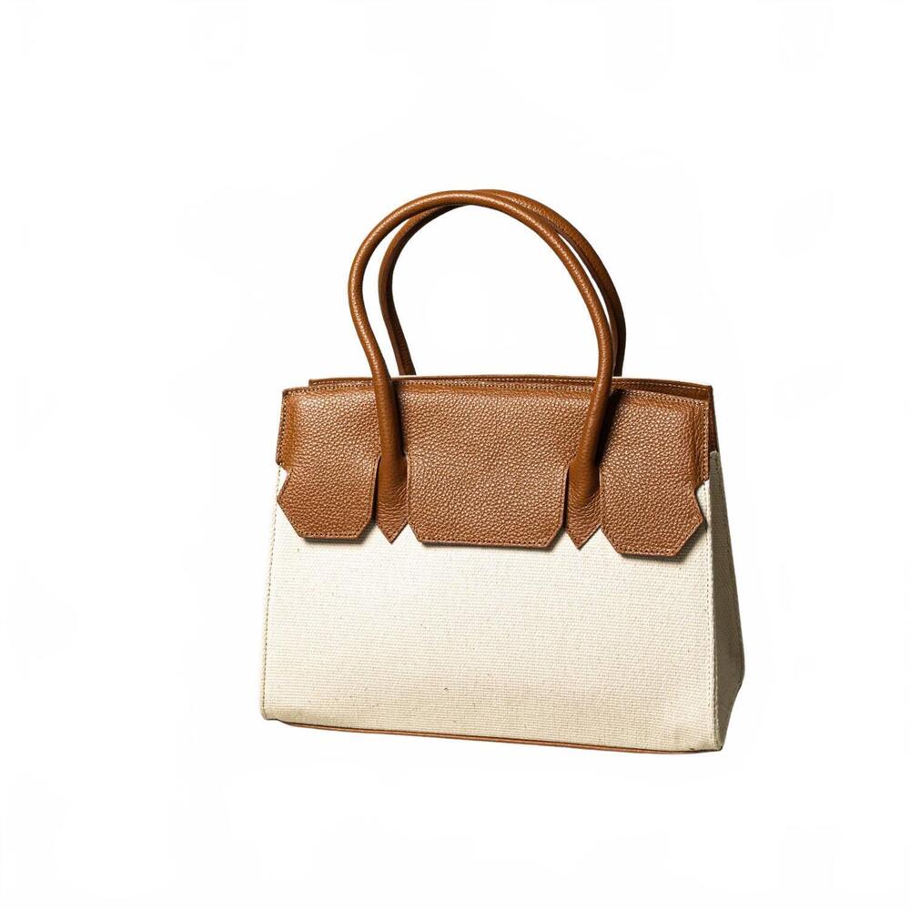 NEW FLOREZ women's emma atuel leather and canvas bag in caramel